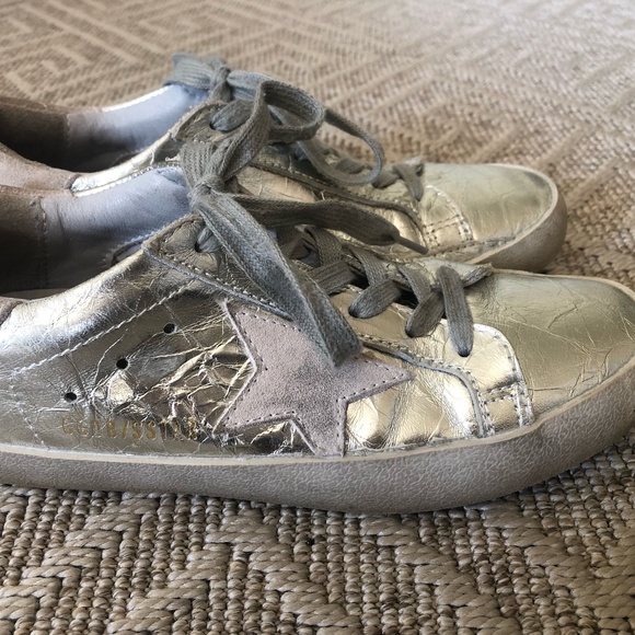 Golden Goose Inspired SuperStar Silver Metallic Sz 6 - Picture 1 of 7